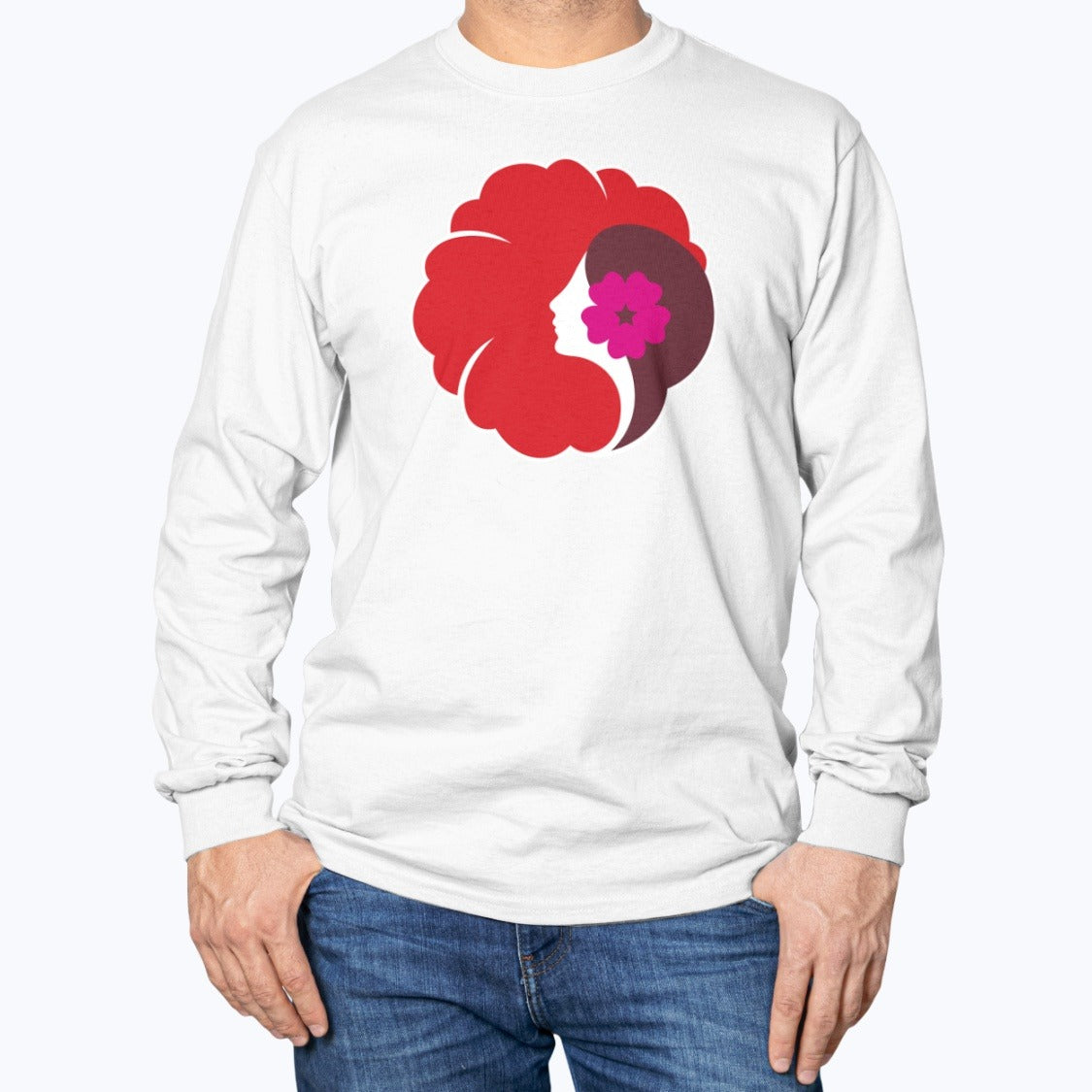 Hawaiian Airlines 1990 Unisex Long Sleeve T-Shirt - White - Model
