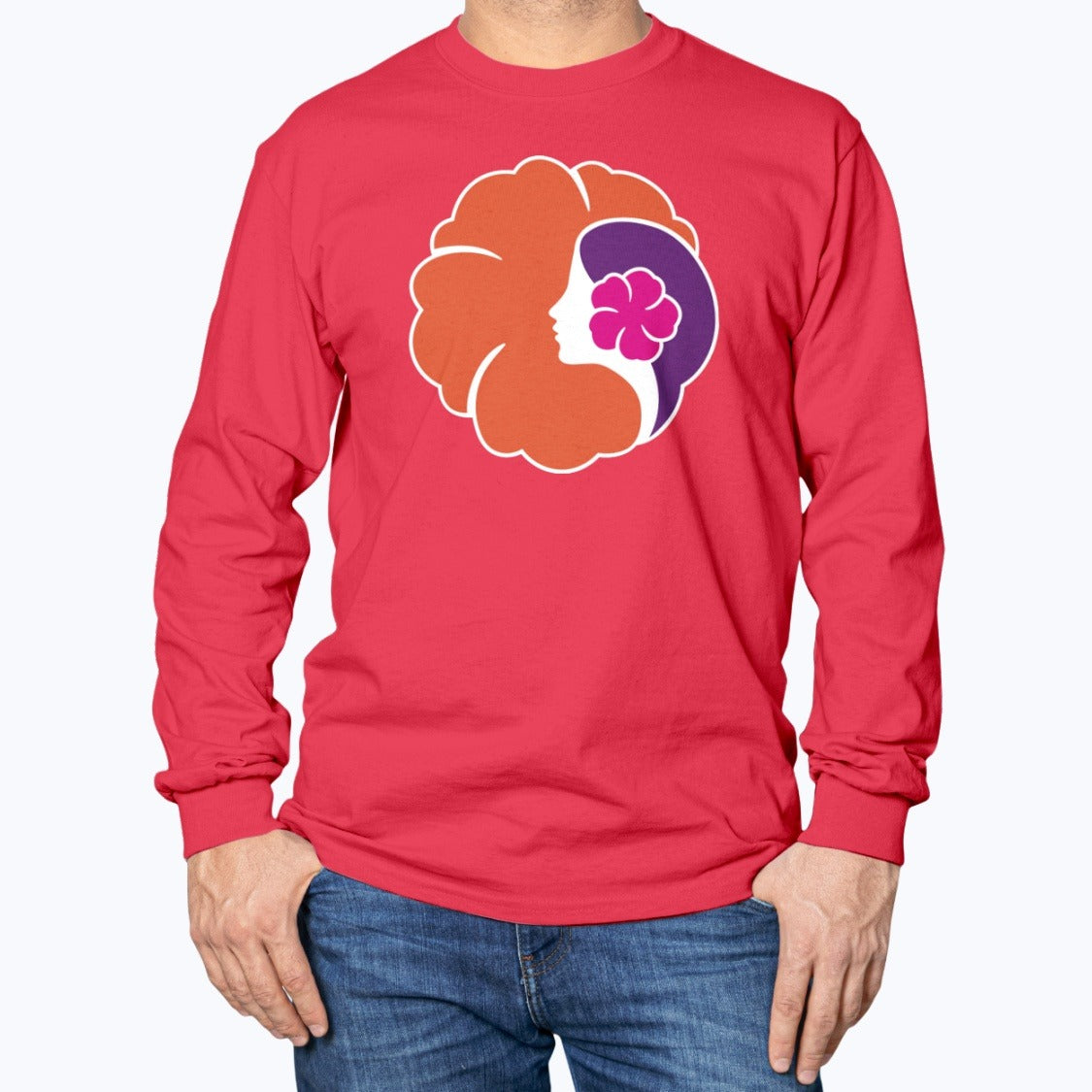 Hawaiian Airlines 1995 Unisex Long Sleeve T-Shirt - Red - Model