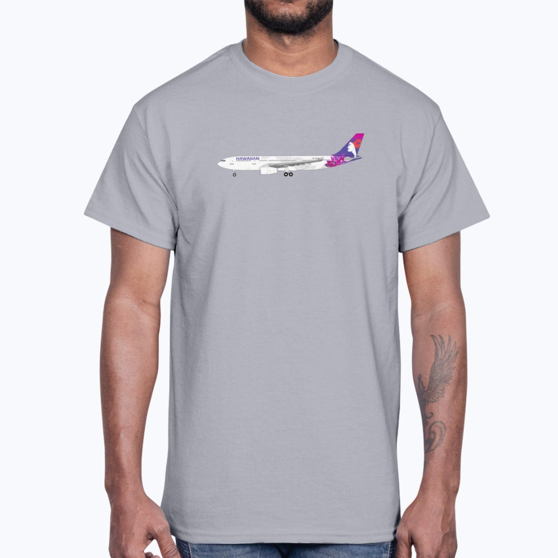 Hawaiian Airlines Airbus A330-200 Unisex T-Shirt - Sport Grey - Model