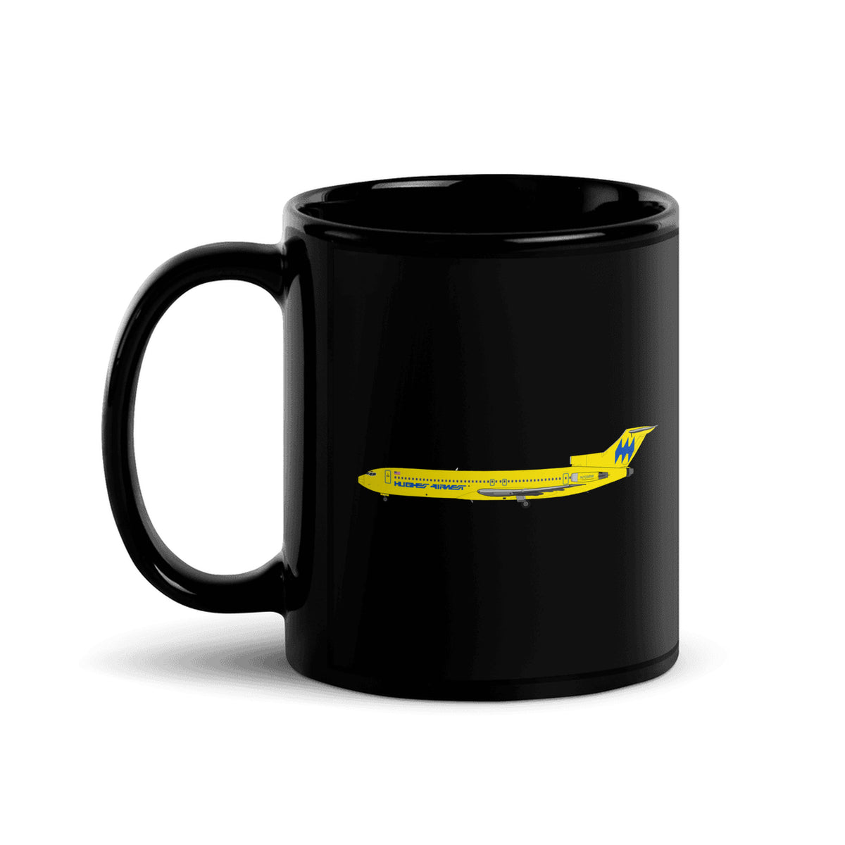 Hughes Airwest B727 Coffee Mug - Black - 11 oz - Right