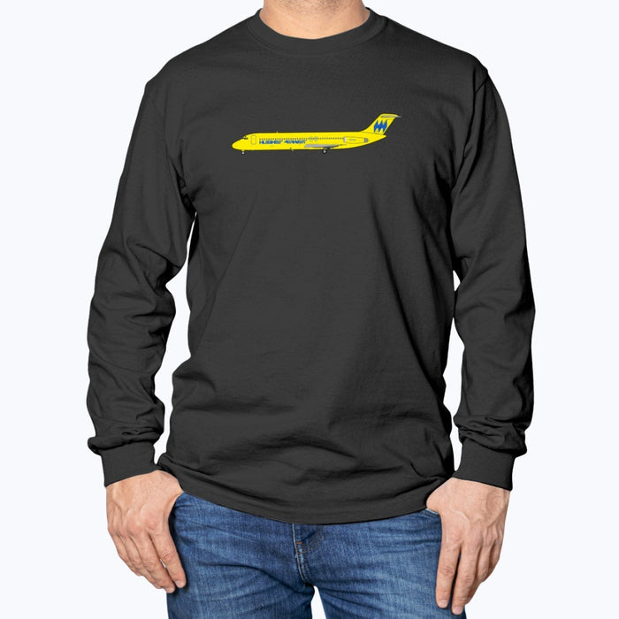 Hughes Airwest DC-9-31 Unisex Long Sleeve T-Shirt - Black - Model