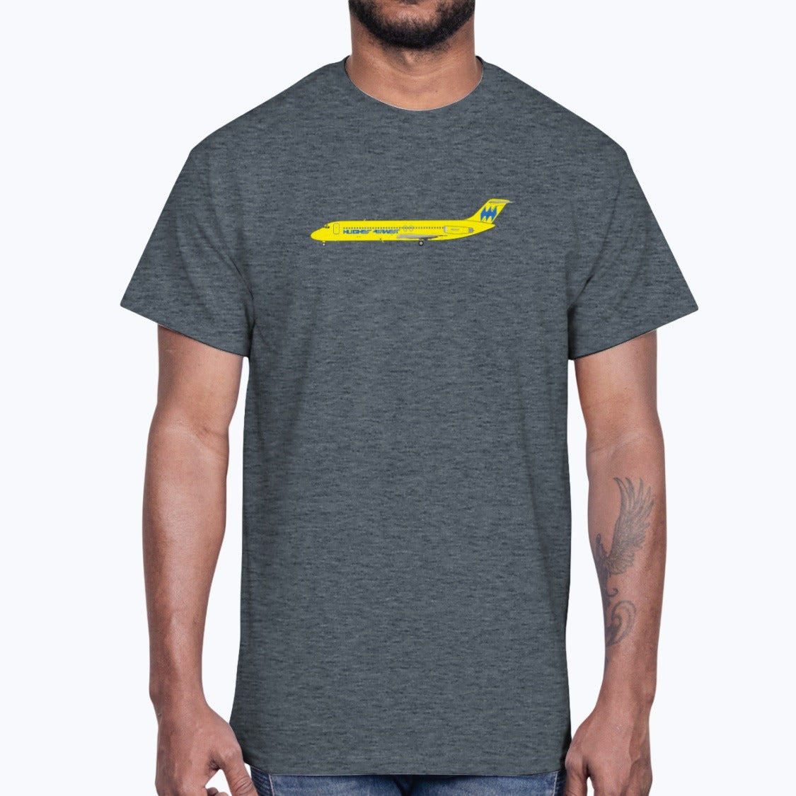 Hughes Airwest DC-9-31 Unisex T-Shirt - Dark Heather - Model