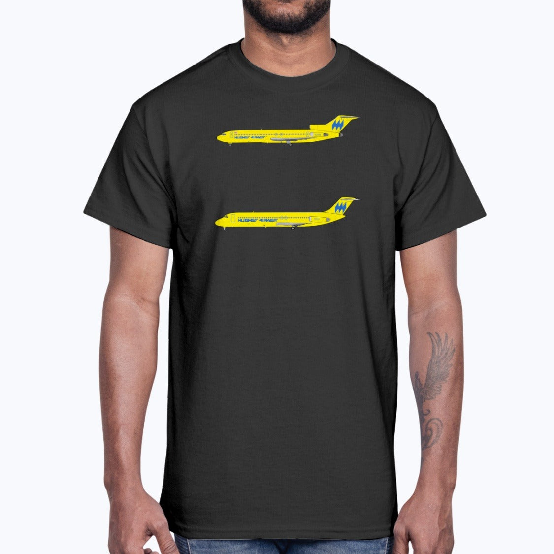 Hughes Airwest DC-9, B727 Unisex T-Shirt - Black - Model