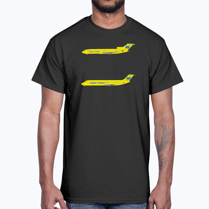 Hughes Airwest DC-9, B727 Unisex T-Shirt - Black - Model