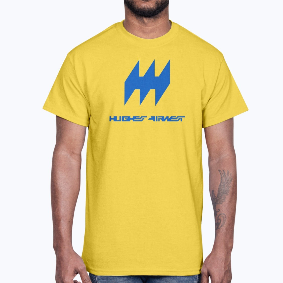 Hughes Airwest Unisex T-Shirt - Daisy - Model