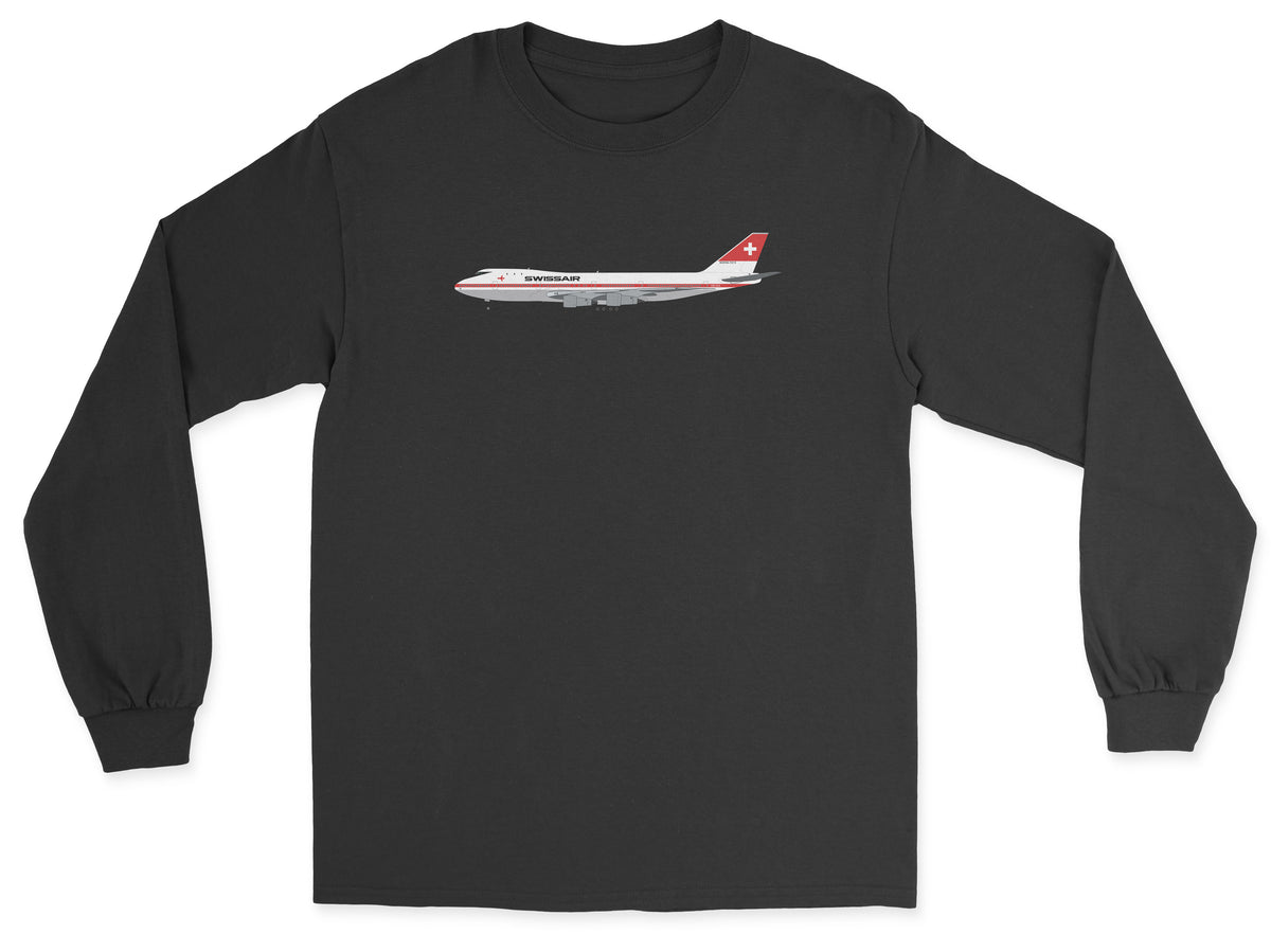 Swissair Boeing 747-200 Unisex Long Sleeve T-Shirt - Black