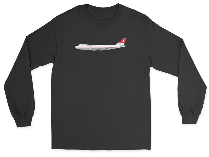 Swissair Boeing 747-200 Unisex Long Sleeve T-Shirt - Black