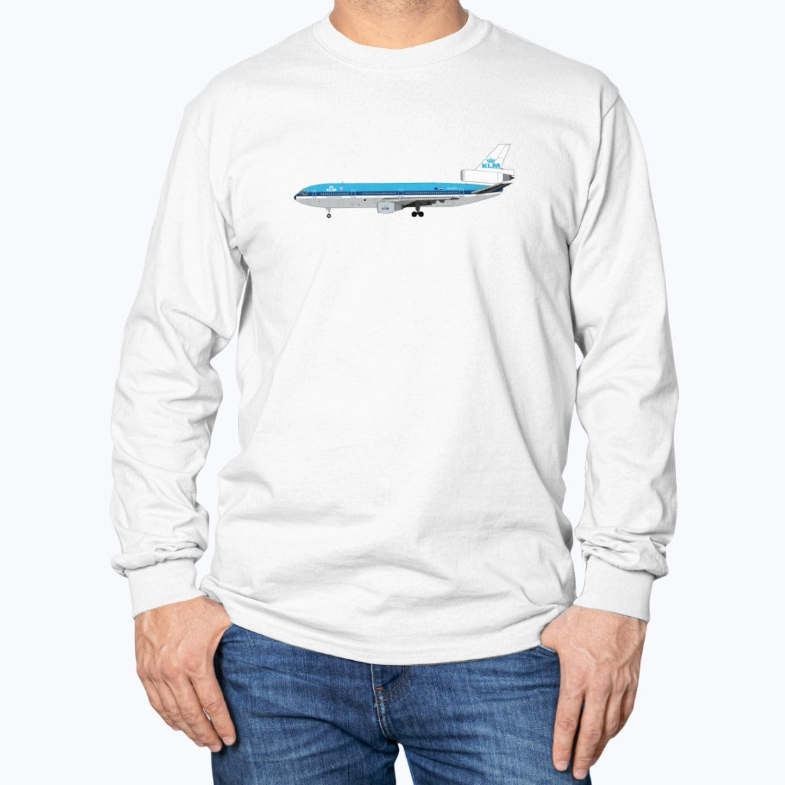 KLM DC-10 Unisex Long Sleeve T-Shirt - White - Model