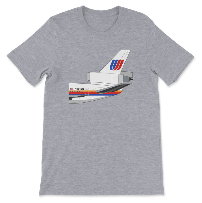 United Airlines Mcdonnell Douglas DC-10 Tail Section Unisex T-Shirt - Athletic Heather