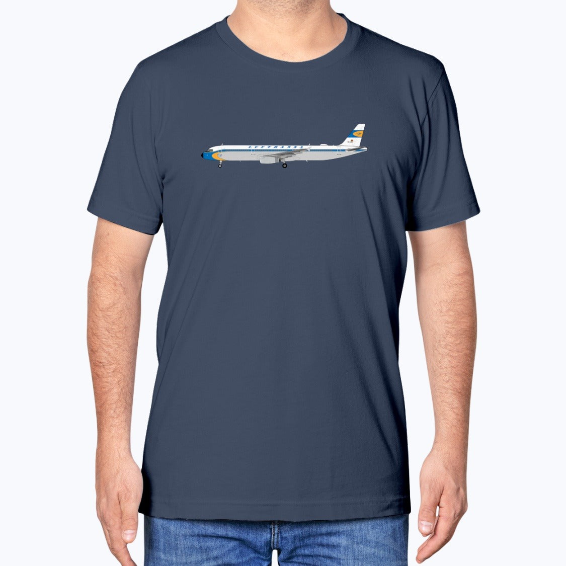 Lufthansa A321 Unisex T-Shirt - Navy - Model