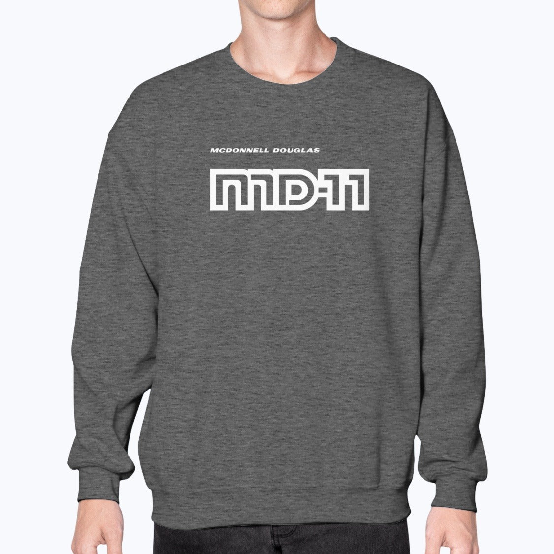 McDonnell Douglas MD-11 Unisex Sweatshirt - Dark Heather - Model