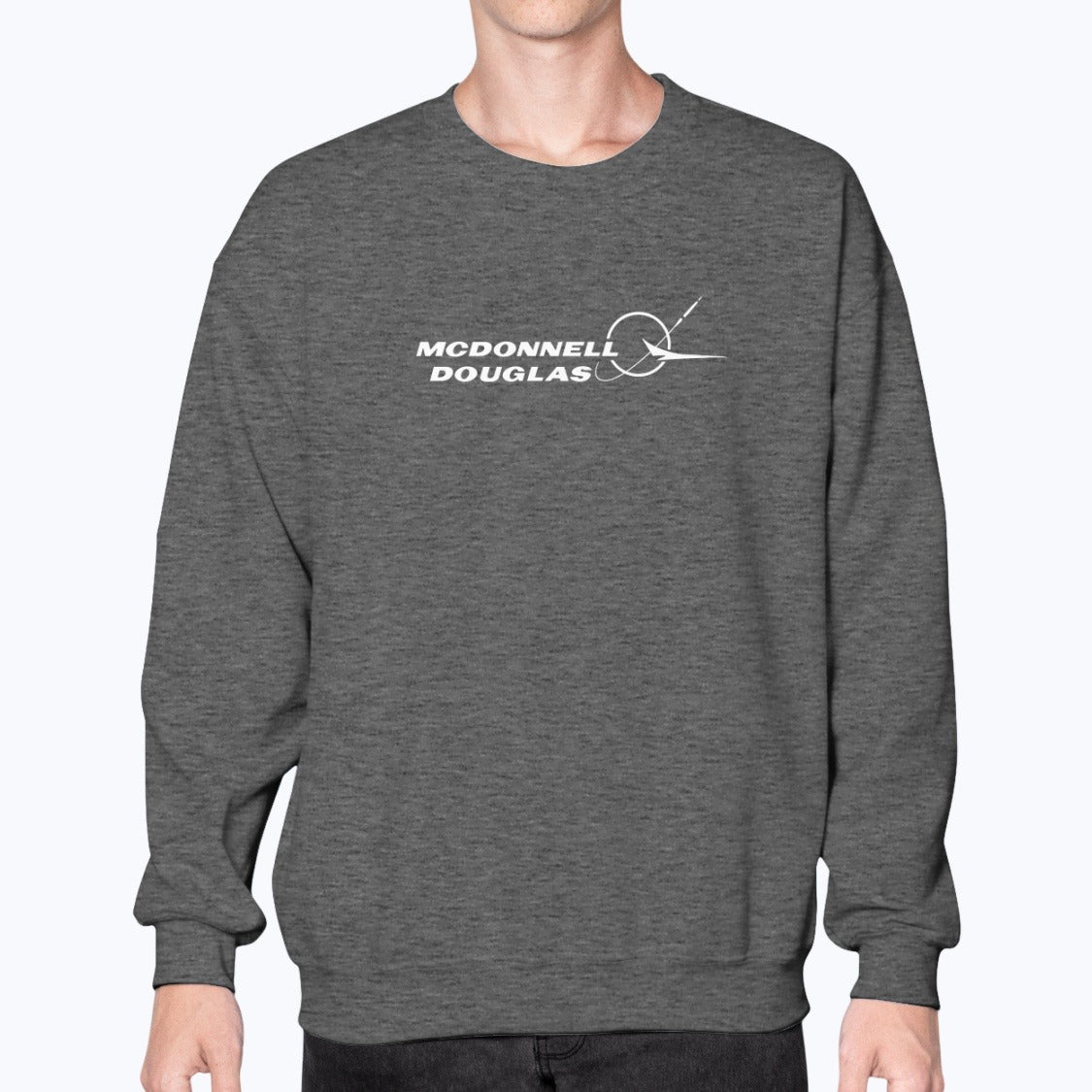 McDonnell Douglas Unisex Sweatshirt - Dark Heather - Model