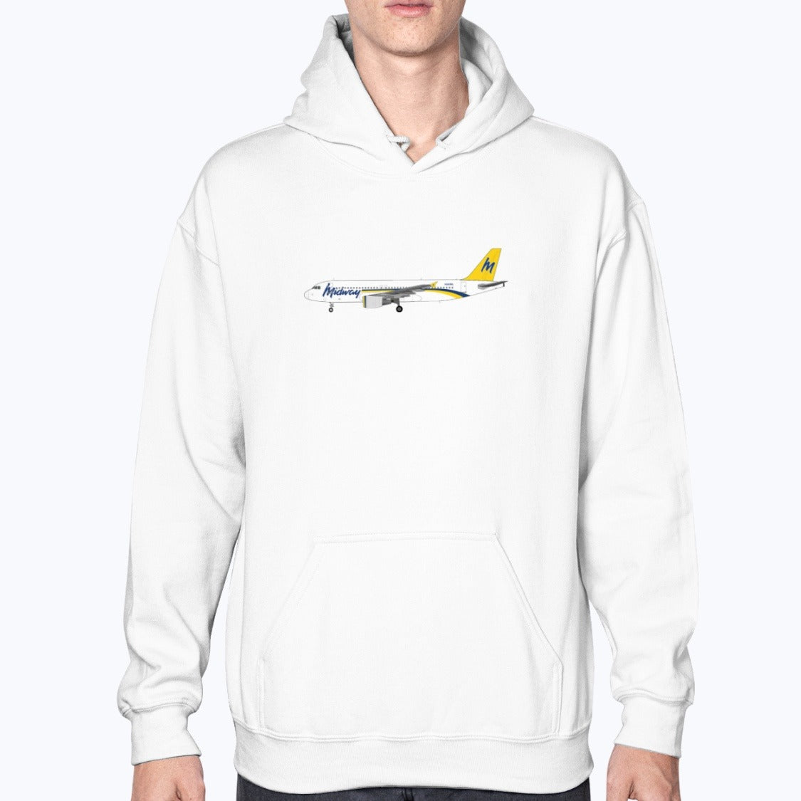 Midway Airlines A320 Unisex Hoodie - White - Model