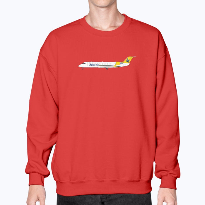 Midway Airlines CRJ Unisex Sweatshirt - Red - Model
