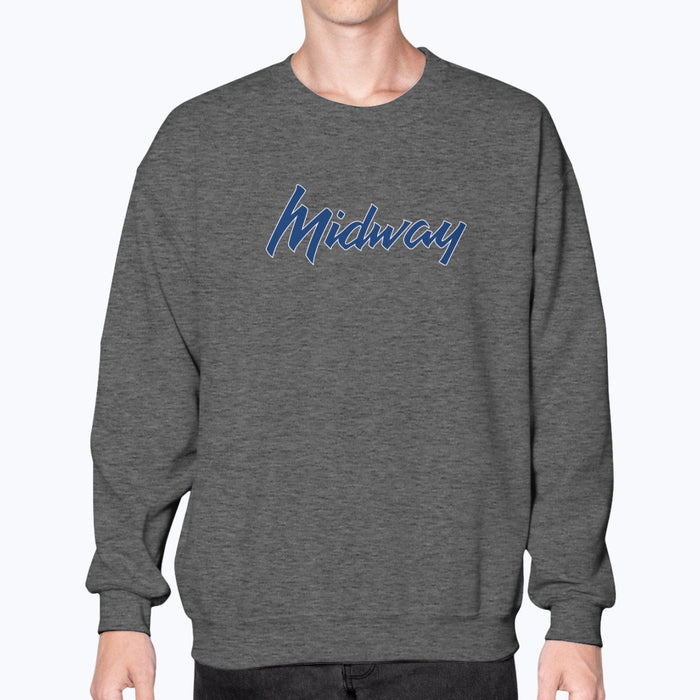 Midway Airlines Unisex Sweatshirt - Dark Heather - Model