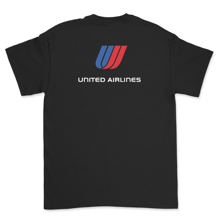 United Airlines Unisex T-Shirt Printed On The Back - Black