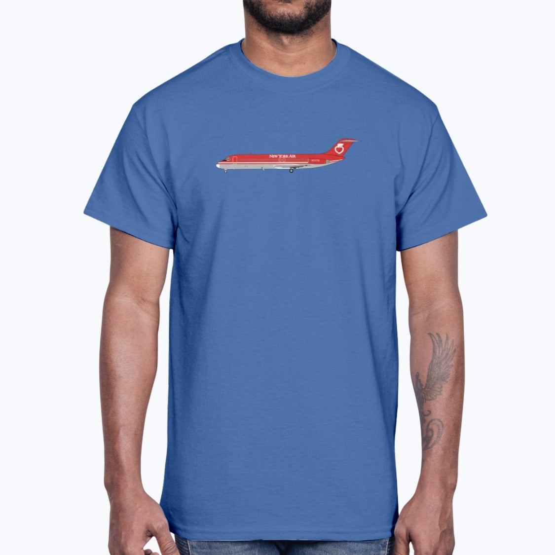 New York Air DC-9 Unisex T-Shirt - Royal Blue - Model
