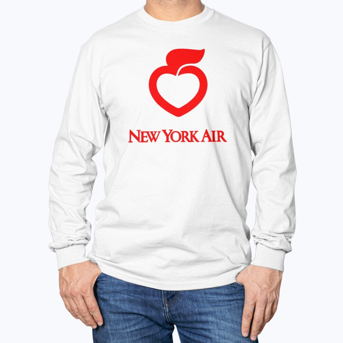 New York Air Unisex Long Sleeve T-Shirt - White - Model