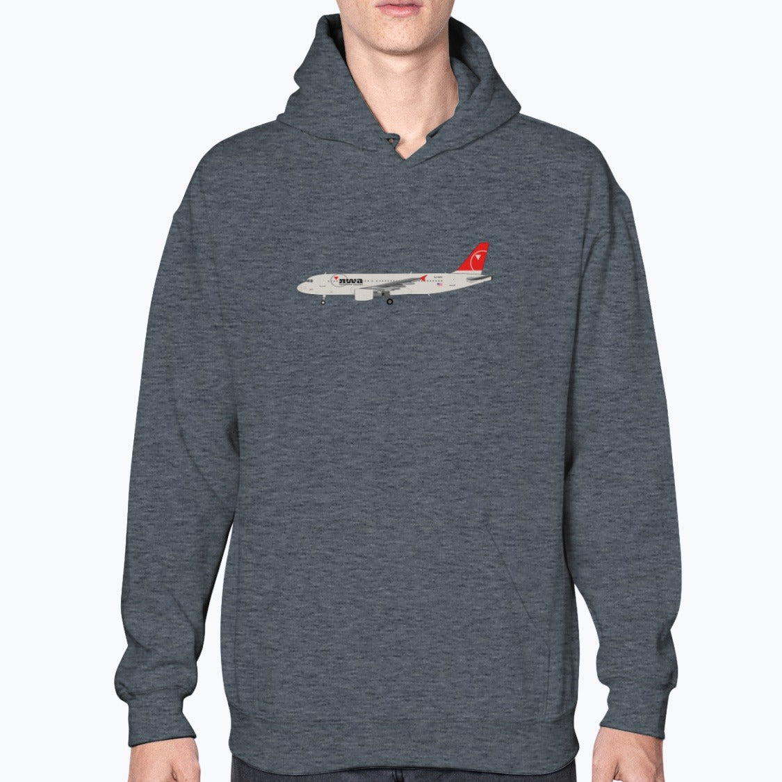 Northwest Airlines A320 Unisex Hoodie - Dark Heather - Model
