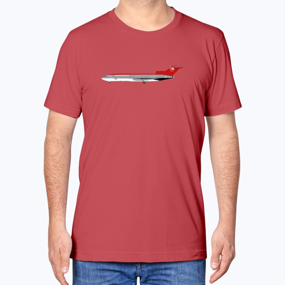 Northwest Airlines B727 Unisex T-Shirt - Red - Model