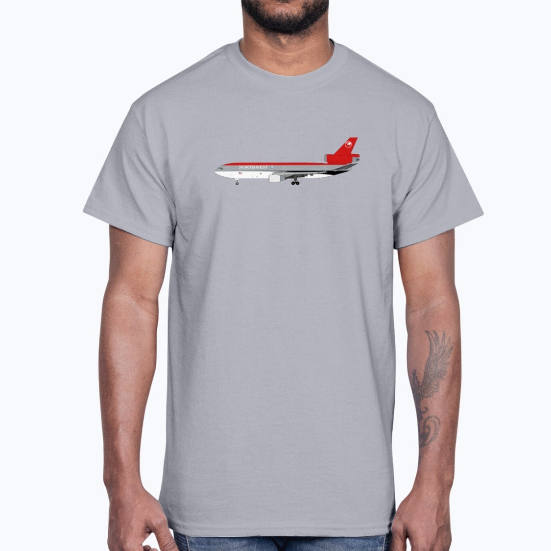Northwest Airlines DC-10 Unisex T-Shirt - Sport Grey - Model