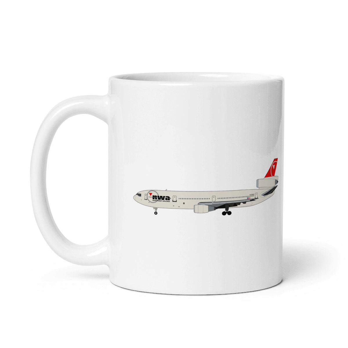 Northwest Airlines McDonnell Douglas DC-10 Coffee Mug - White - 11 oz - Right