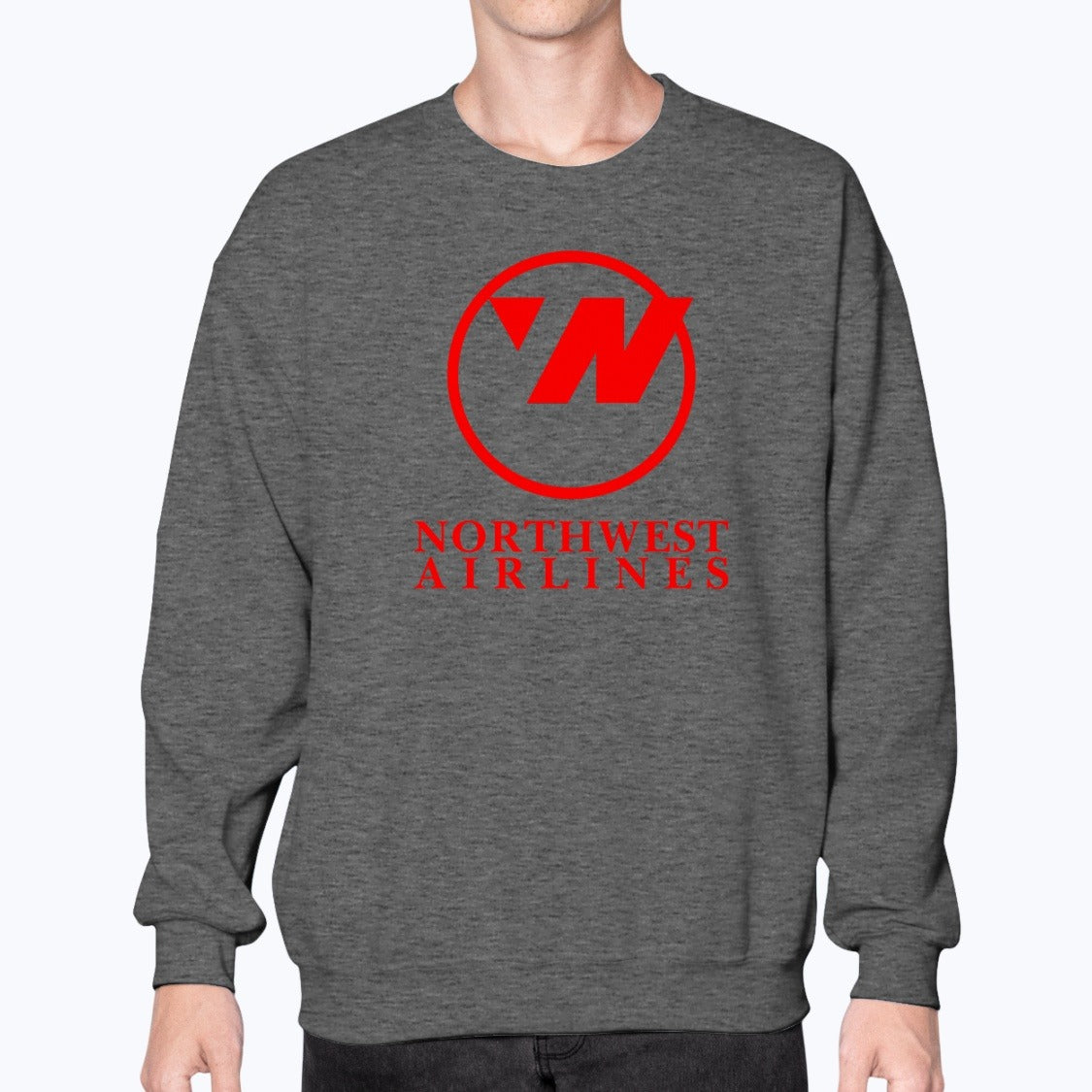 Northwest Airlines Unisex Sweatshirt - Dark Heather - Model