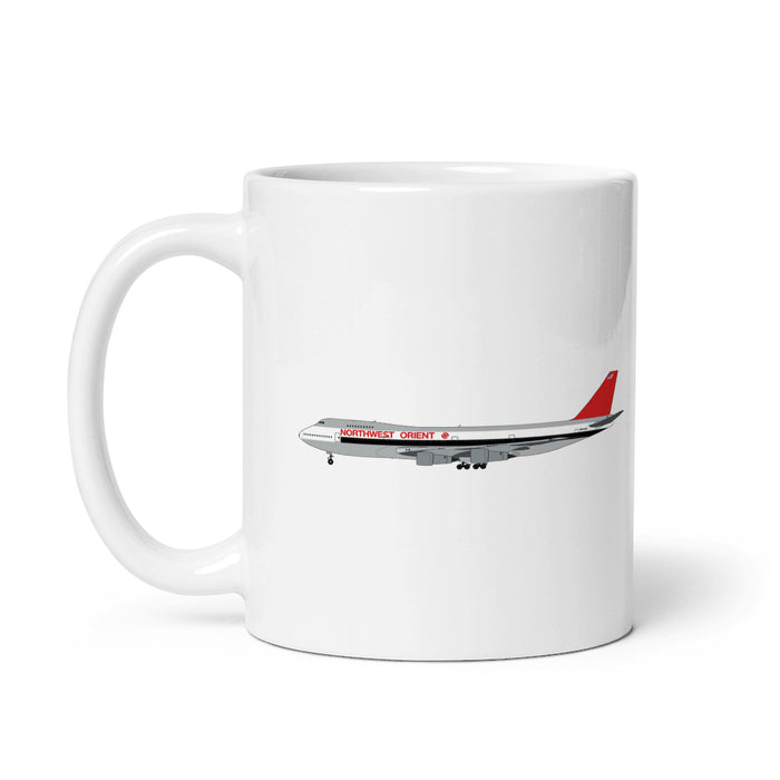 Northwest Orient Airlines B747-200 Coffee Mug - White - 11 oz - Right
