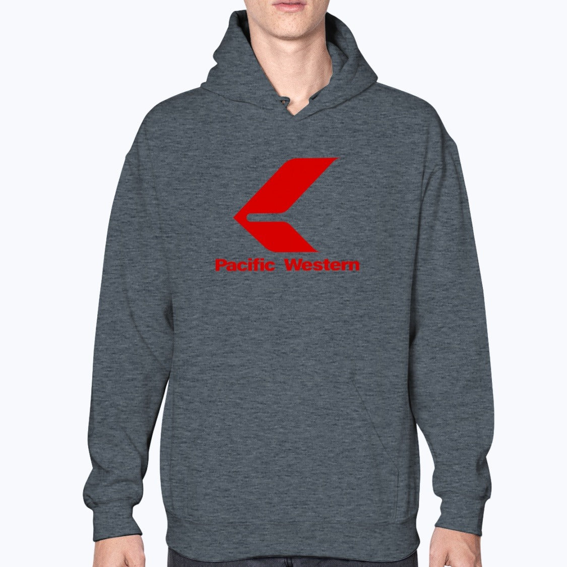 Pacific Western Airlines Unisex Hoodie - Dark Heather - Model