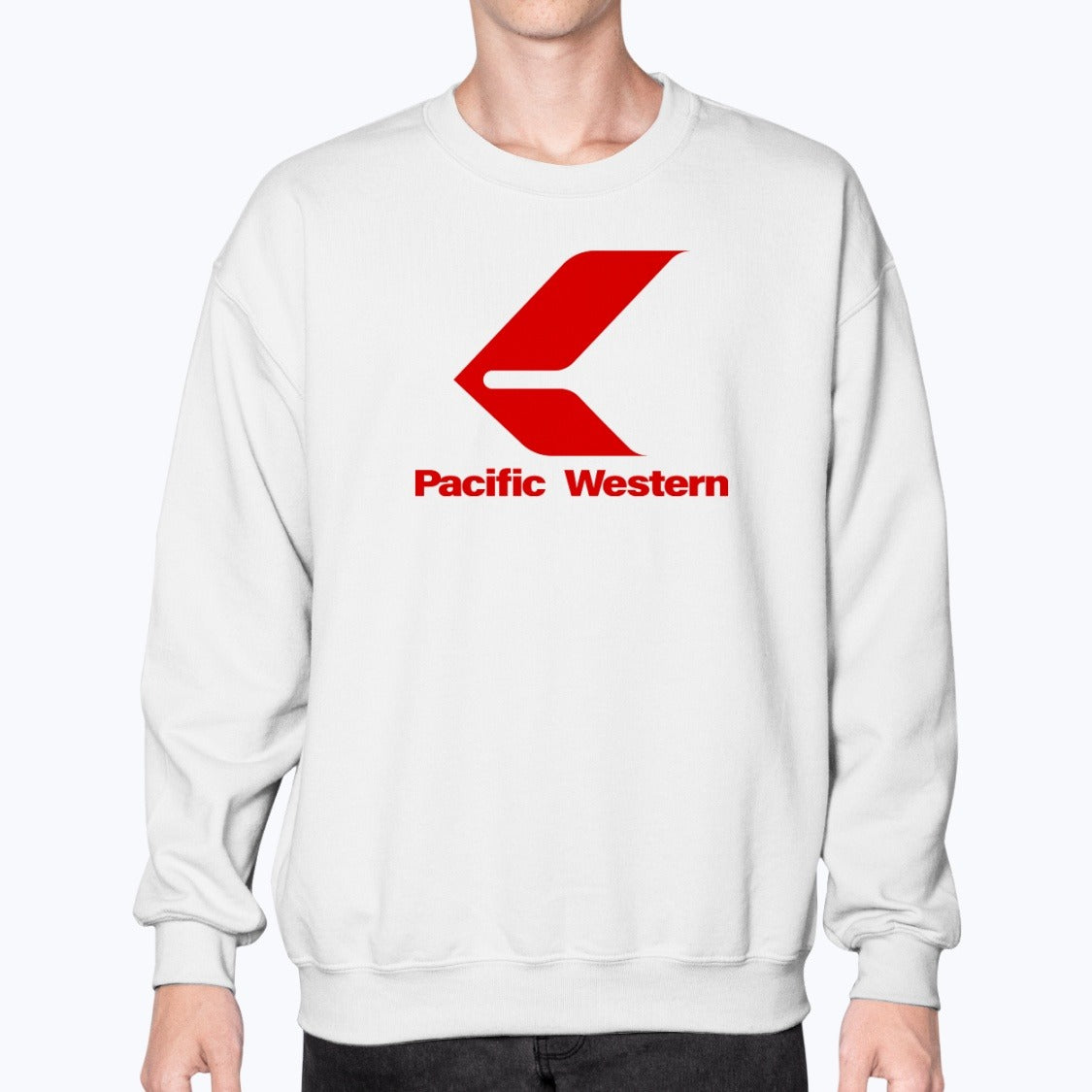 Pacific Western Airlines Unisex Sweatshirt - White - Model