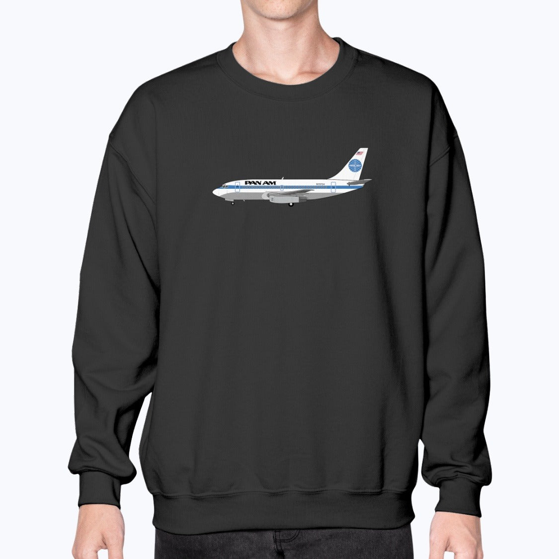 Pan American World Airways B737-200 Unisex Sweatshirt - Black - Model