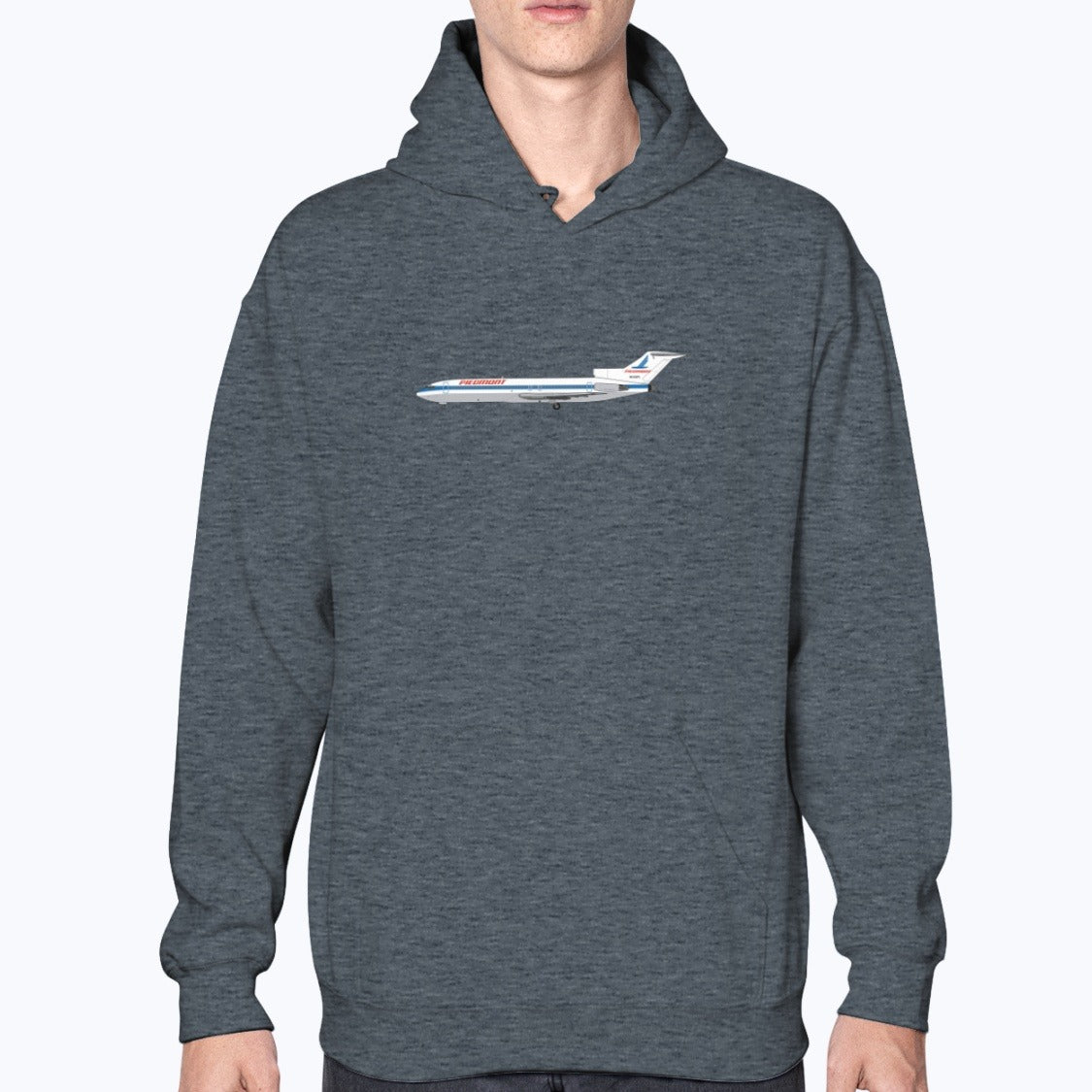 Piedmont Airlines B727 Unisex Hoodie - Dark Heather - Model