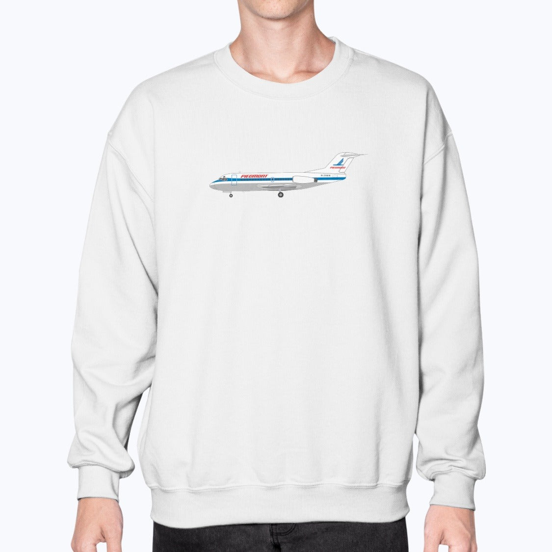 Piedmont Airlines F28 Unisex Sweatshirt - White - Model