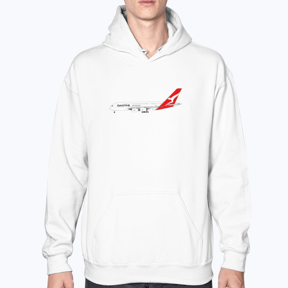 Qantas A380 Unisex Hoodie - White - Model