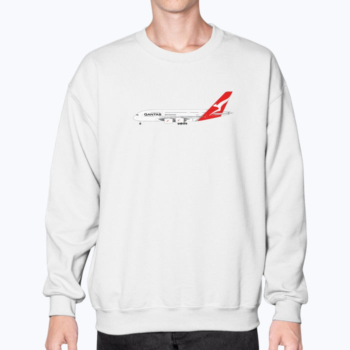 Qantas A380 Unisex Sweatshirt - White - Model