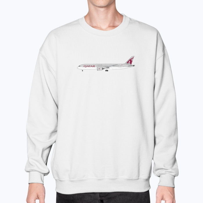Qatar Airways B787 Unisex Sweatshirt - White - Model