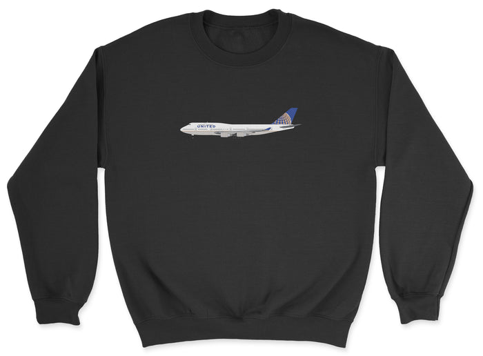United Airlines Boeing 747-400 Unisex Sweatshirt - Black