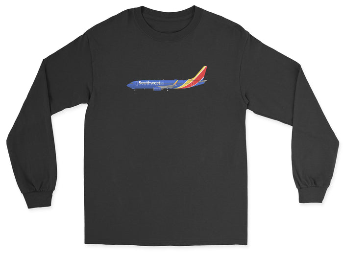 Southwest Airlines Boeing 737-800 Unisex Long Sleeve T-Shirt - Black