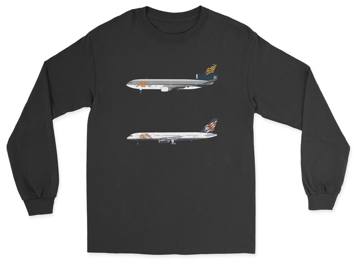 ATA Airlines DC-10, B757 Unisex Long Sleeve T-Shirt - Black