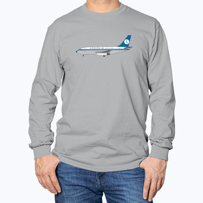 Sabena B737-200 Unisex Long Sleeve T-Shirt - Sport Grey - Model