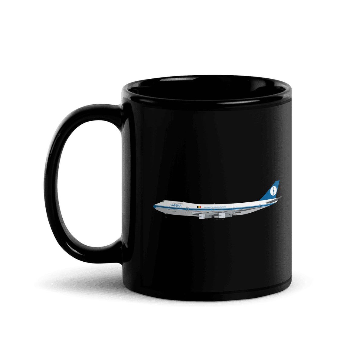 Sabena B747-100 Coffee Mug - Black - 11 oz - Right