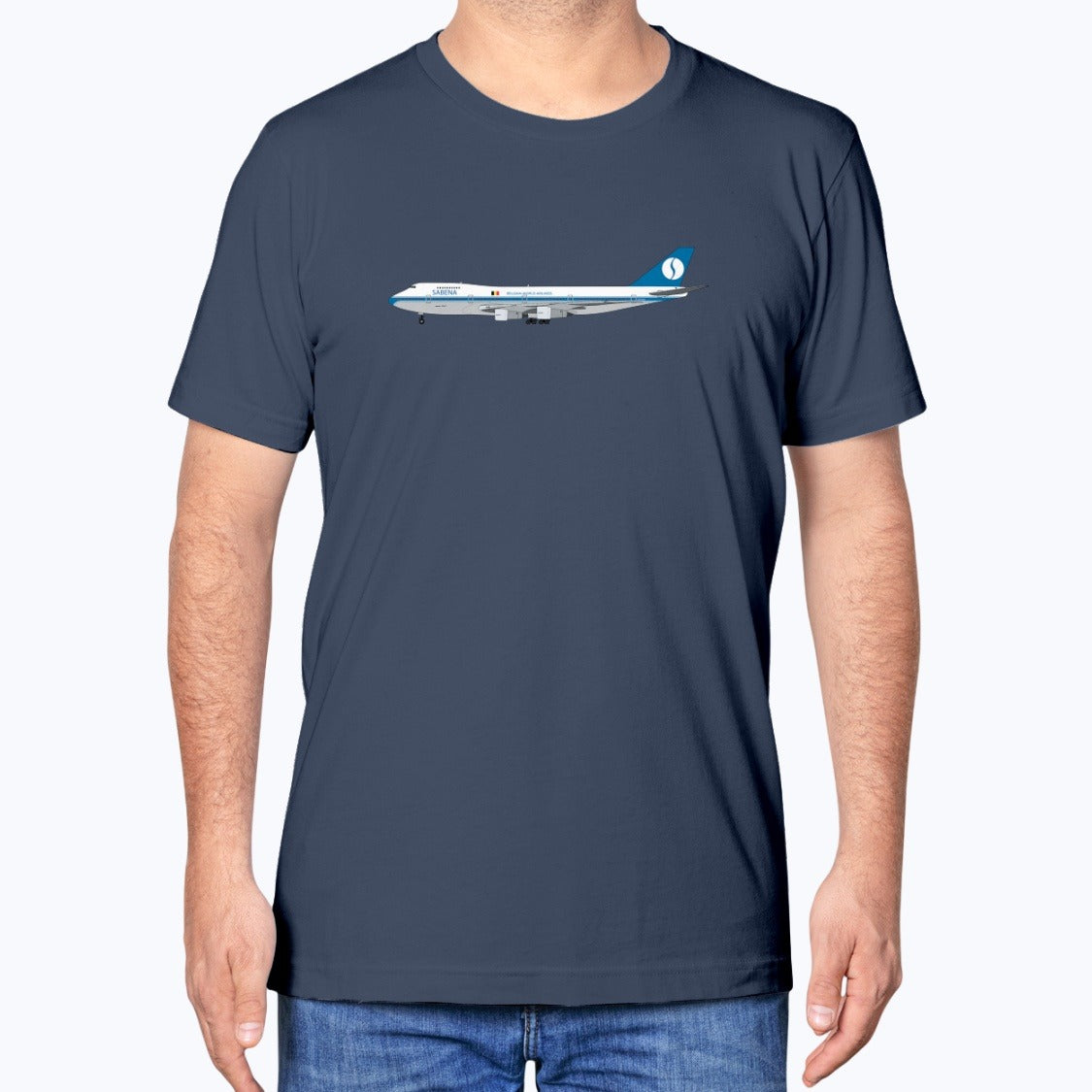 Sabena B747-100 Unisex T-Shirt - Navy - Model