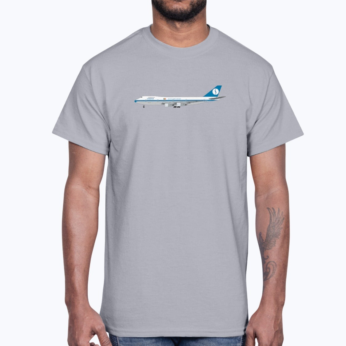 Sabena B747-100 Unisex T-Shirt - Sport Grey - Model