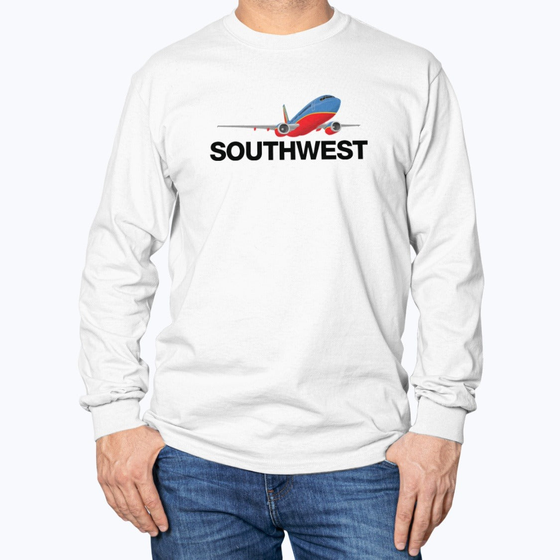 Southwest Airlines 1998 Unisex Long Sleeve T-Shirt - White - Model