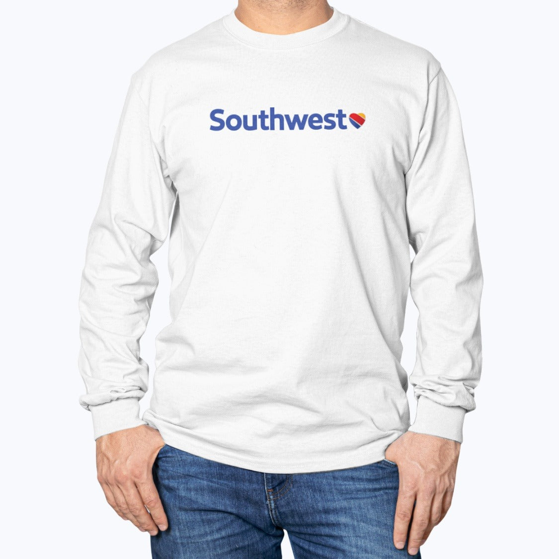 Southwest Airlines 2014 Unisex Long Sleeve T-Shirt - White - Model