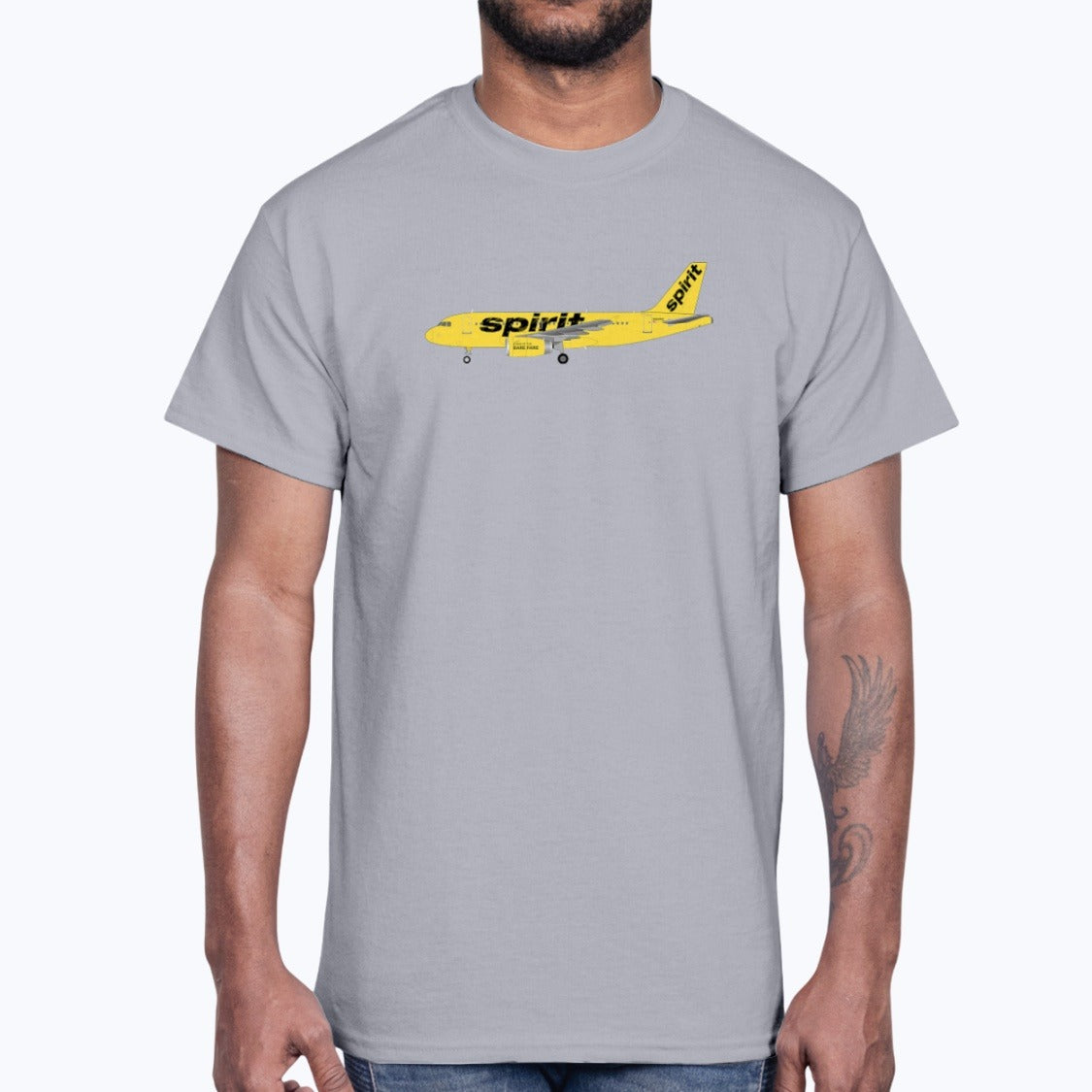 Spirit Airbus A319 Unisex T-Shirt - Sport Grey - Model