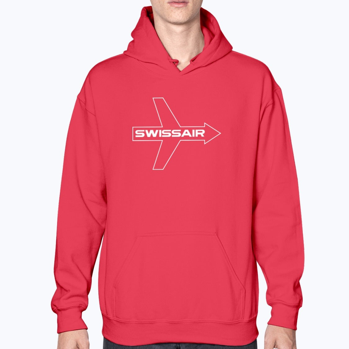Swissair Unisex Hoodie - Red - Model