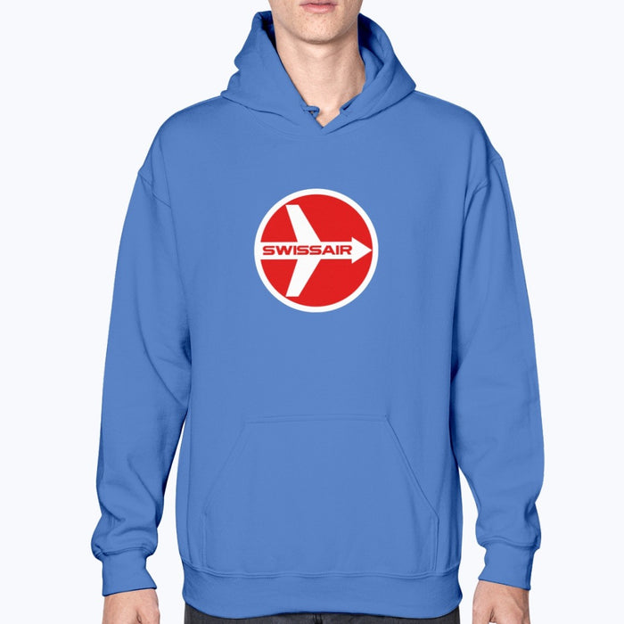 Swissair Unisex Hoodie - Royal Blue - Model