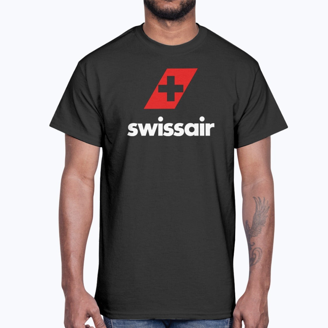 Swissair Unisex T-Shirt - Black - Model