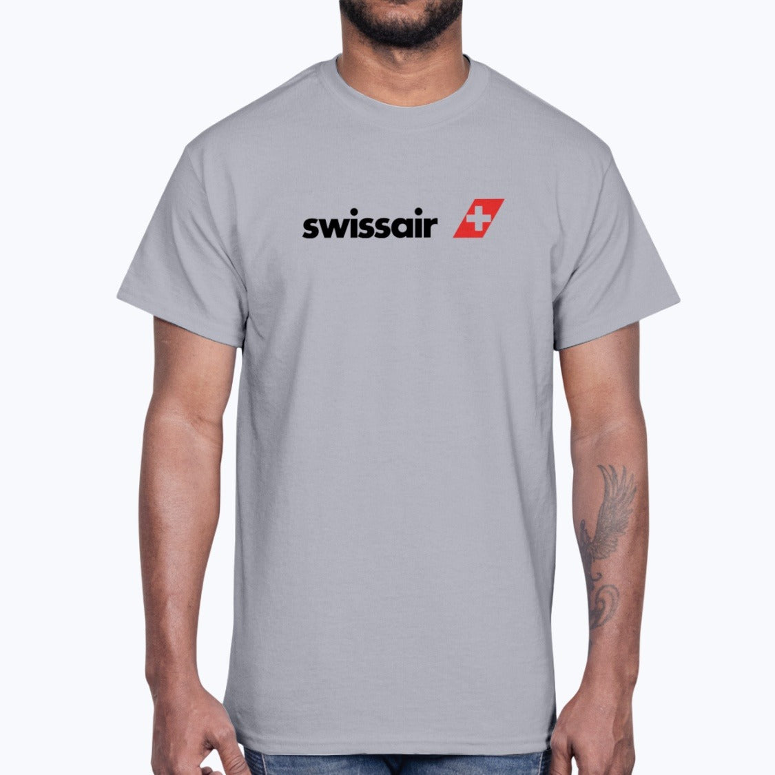 Swissair Unisex T-Shirt - Sport Grey - Model